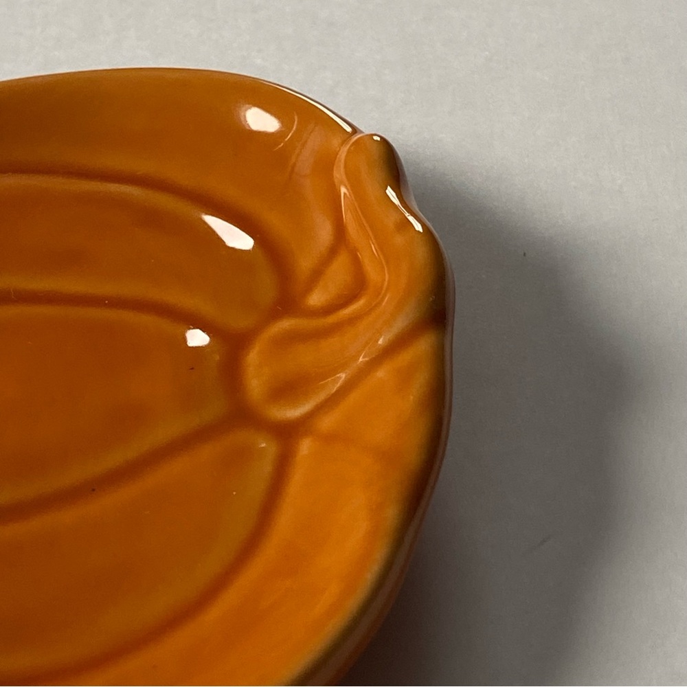 Pumpkin Trinket Dish Small Plate Thanksgiving Ceramic Fall Autumn Orange MINT - Picture 10 of 13